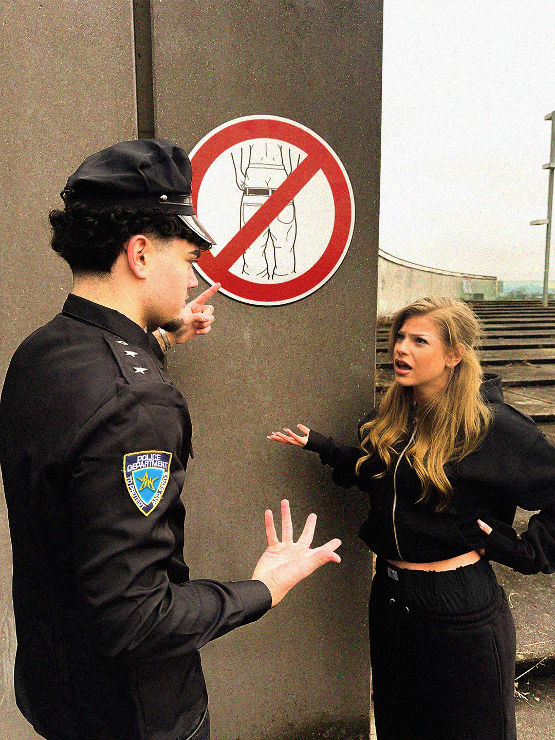 "SAGGING" - SWEATPANTS SCHWARZ